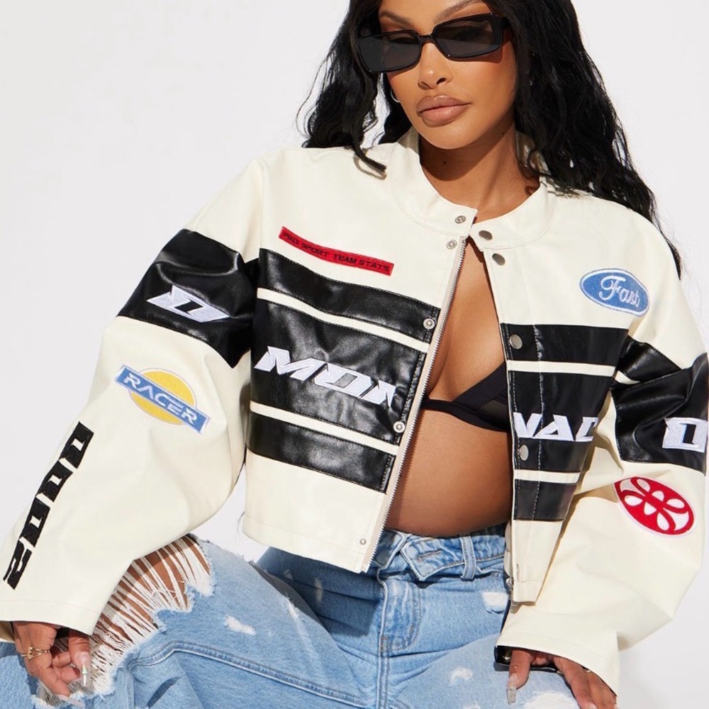 Fashion Nova Monaco Cropped Jacket - Ivory/combo